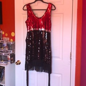 Flapper Halloween costume one size black white red